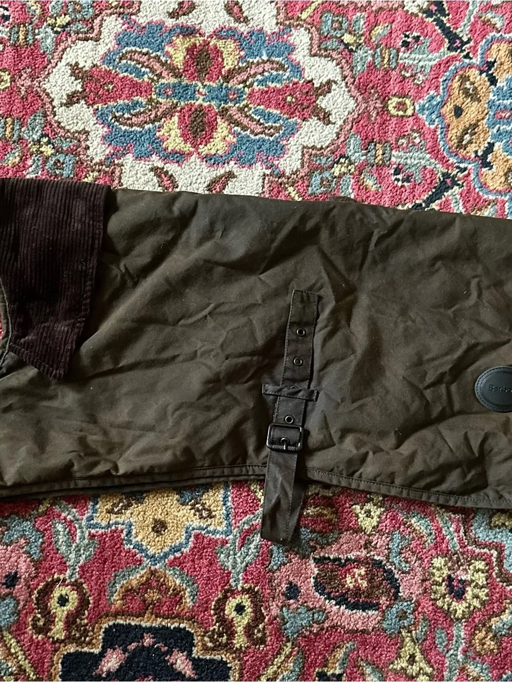Barbour Olive Green Waxed Dog Coat XL